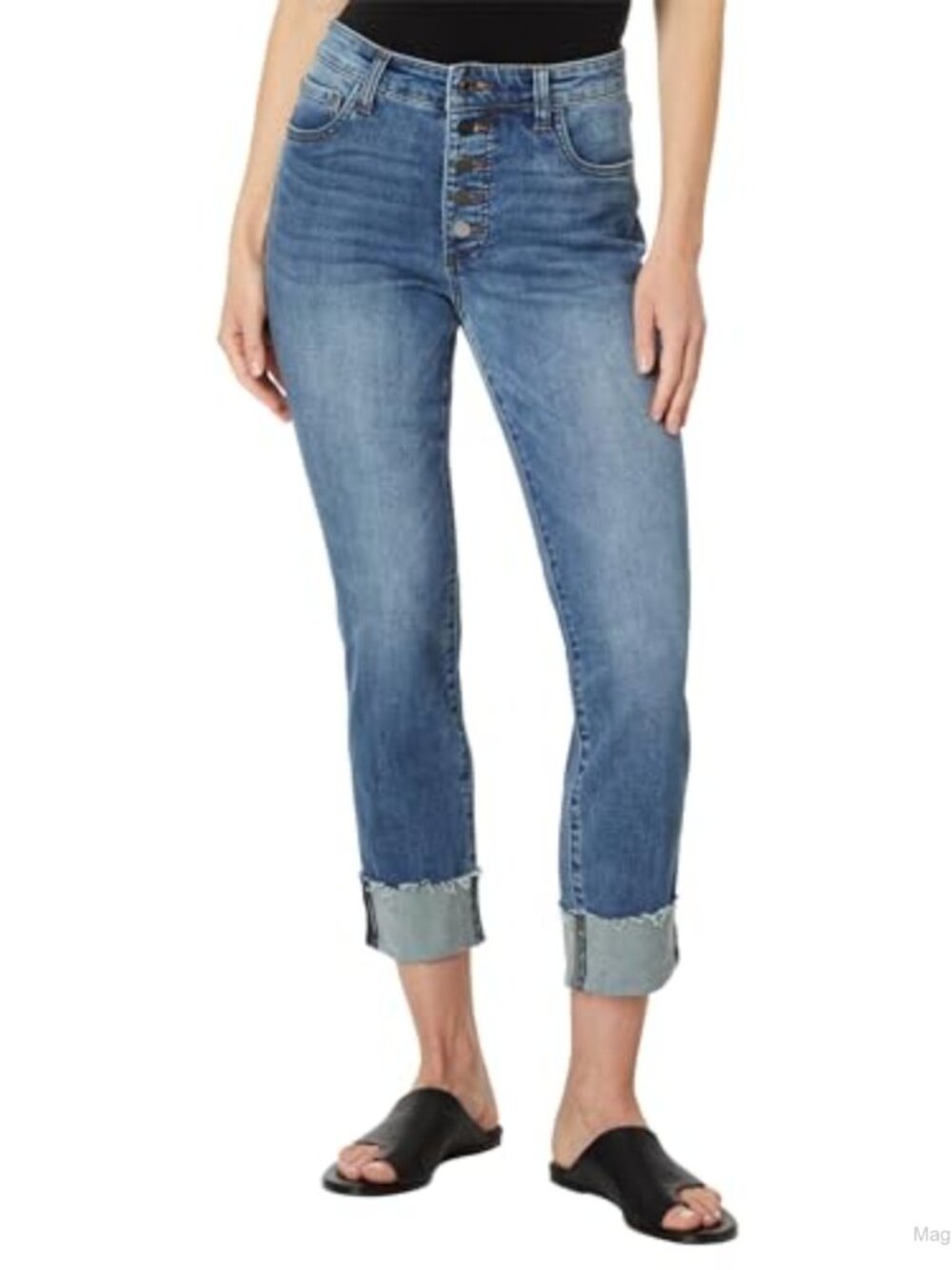 High Rise Fab Ab Boyfriend Jeans Relaxed Fit Stretch Cotton Blend